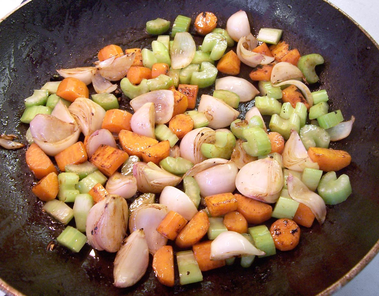 browning the vegetables