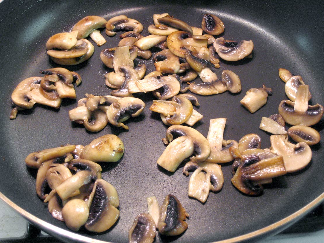 frying the mushrooms