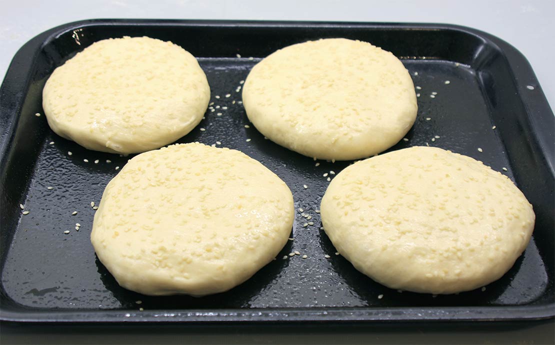 proving the shaped burger buns
