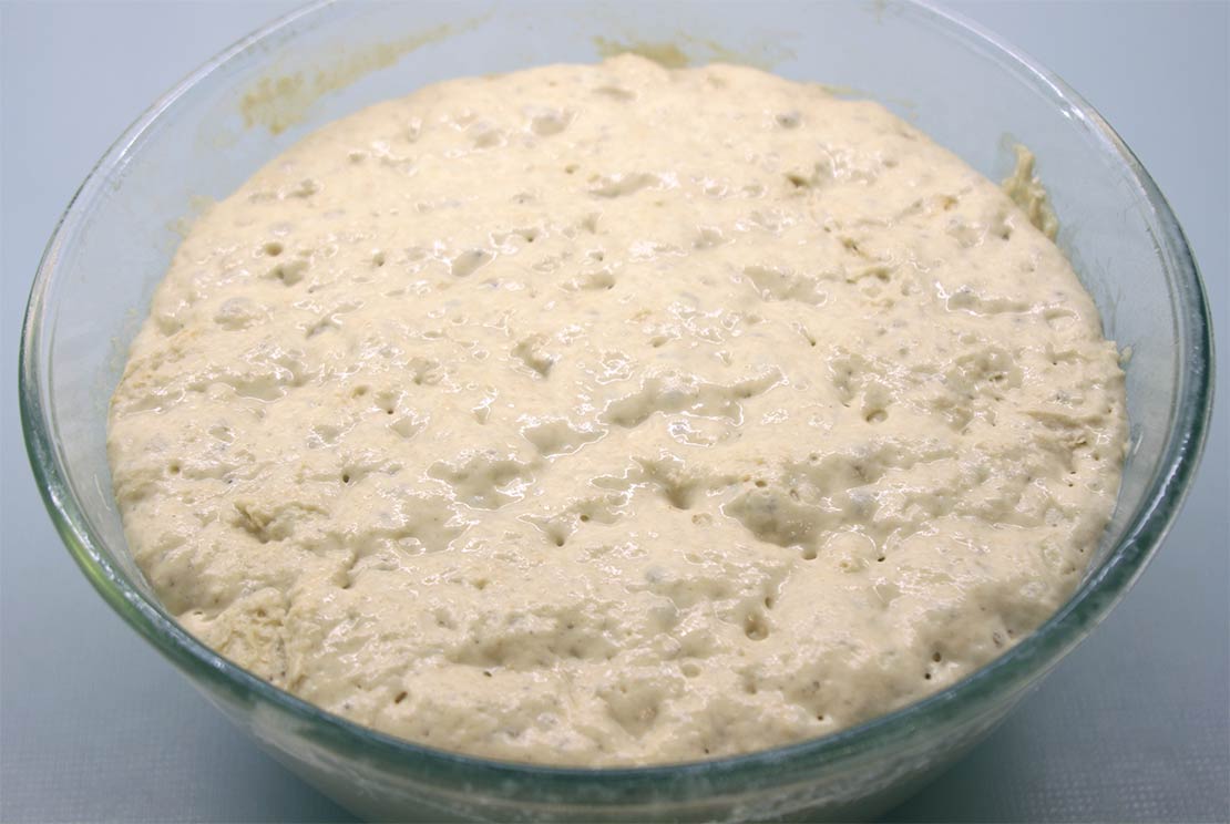 the dough after proving for 12 hours in the fridge