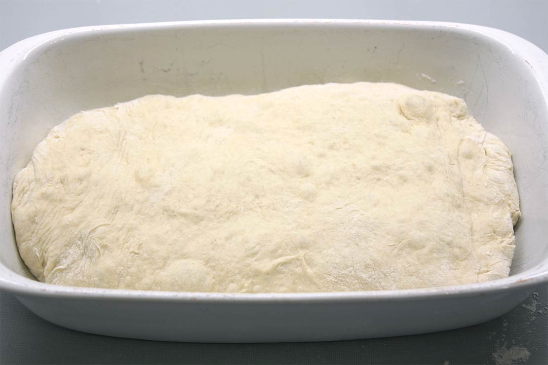 the dough in the baking dish
