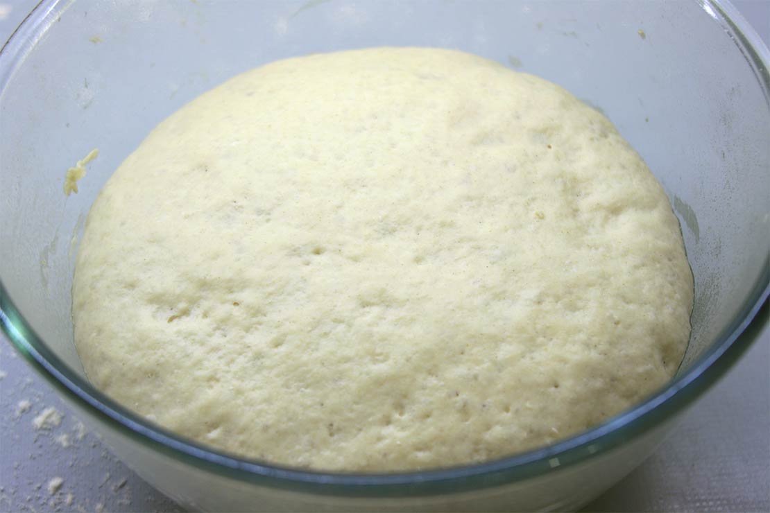 the risen pizza dough