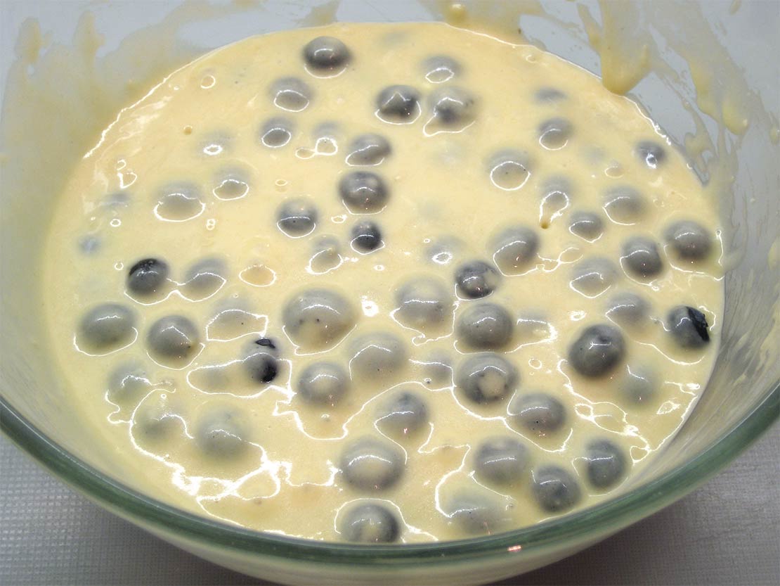 adding the blueberries