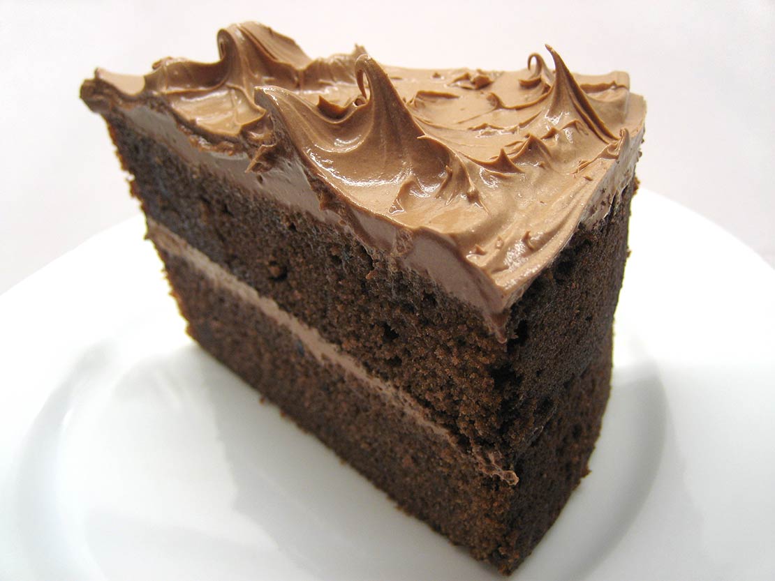 a slice of the finished cake