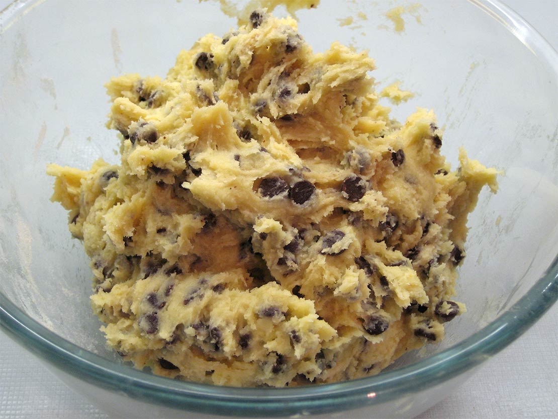 mixing in the chocolate chips