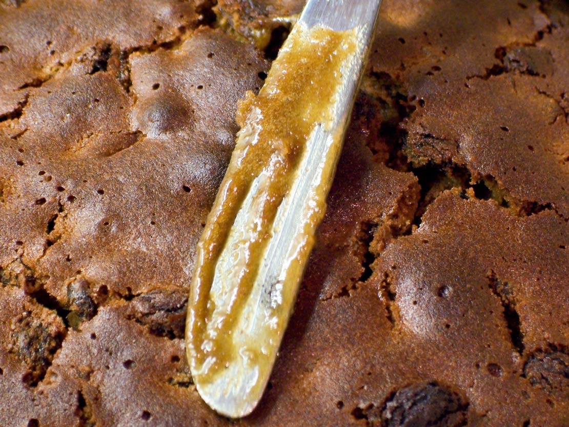 Testing the cake before it is ready