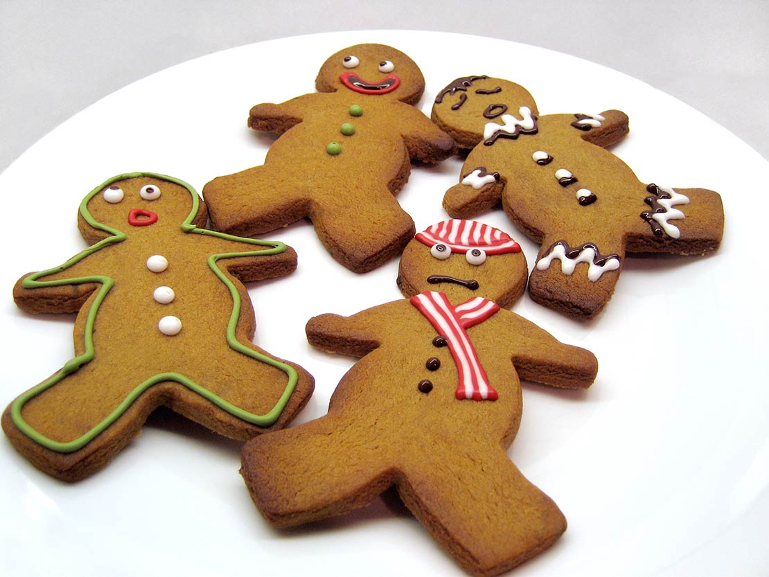 the finished, decorated gingerbread biscuits