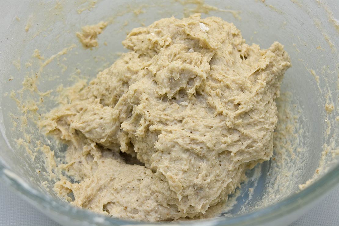 the roughly mixed dough