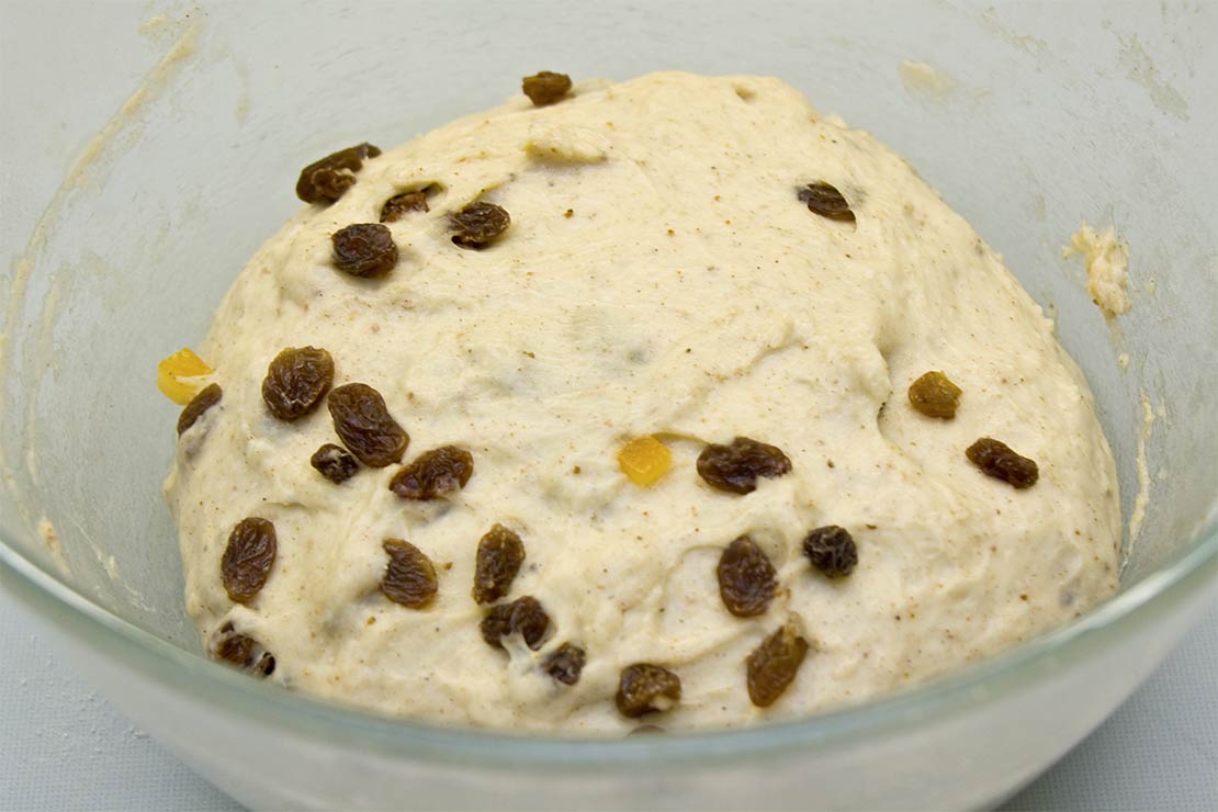 the risen hot cross bun dough