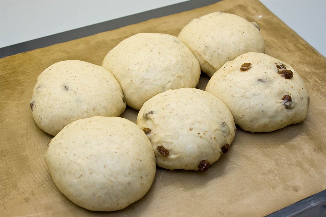 the hot cross buns after the final rise