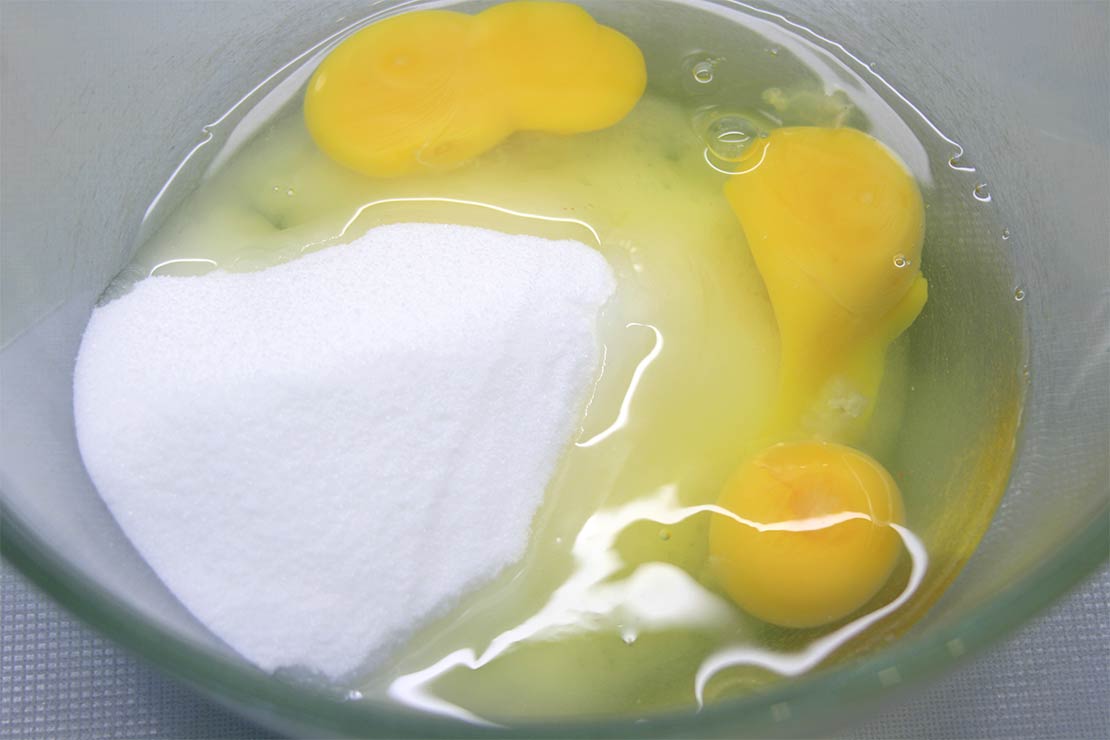 the eggs, milk and sugar