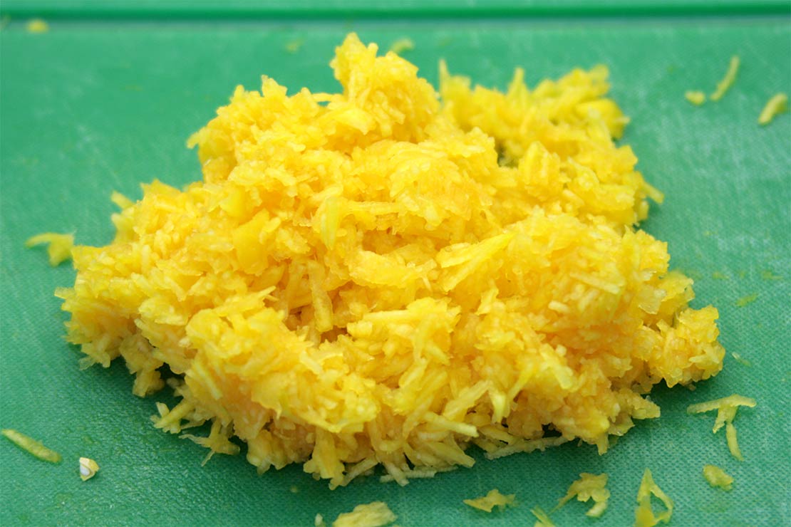 the raw, grated pumpkin