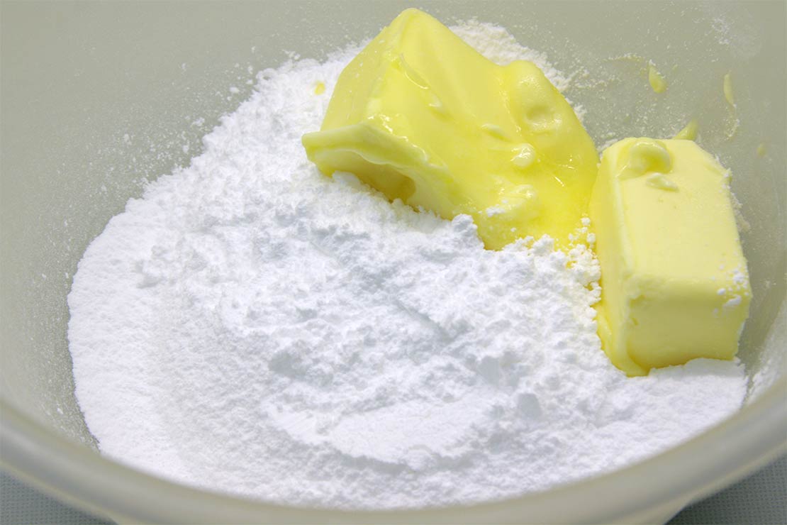 the icing sugar and butter
