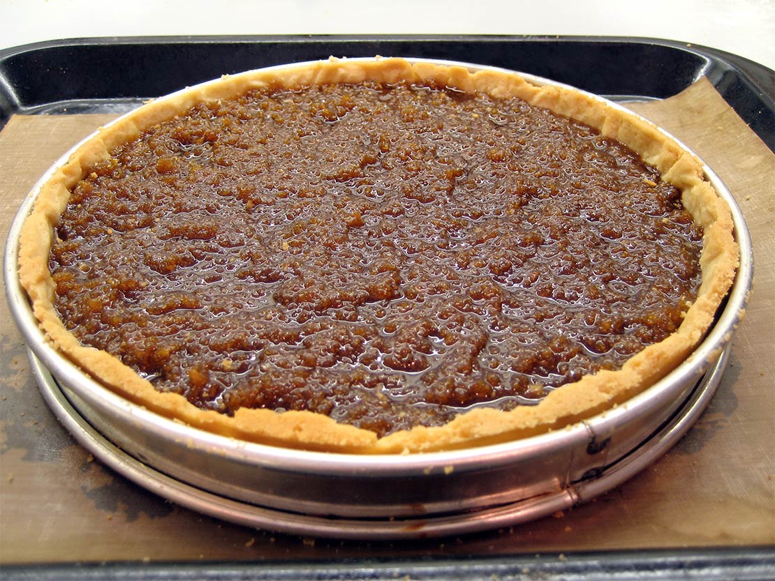 the filled, neatened pastry case