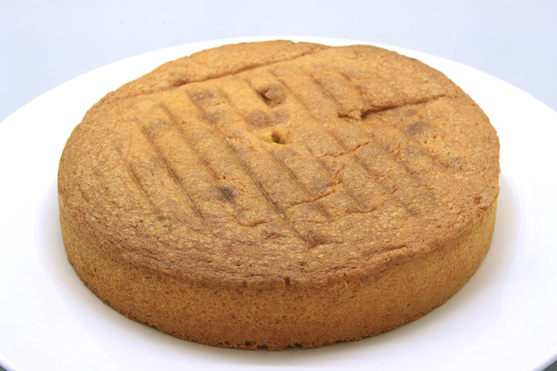 the lower tier of the cake