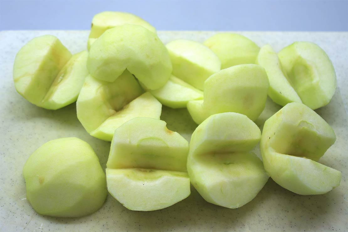 the chopped apples