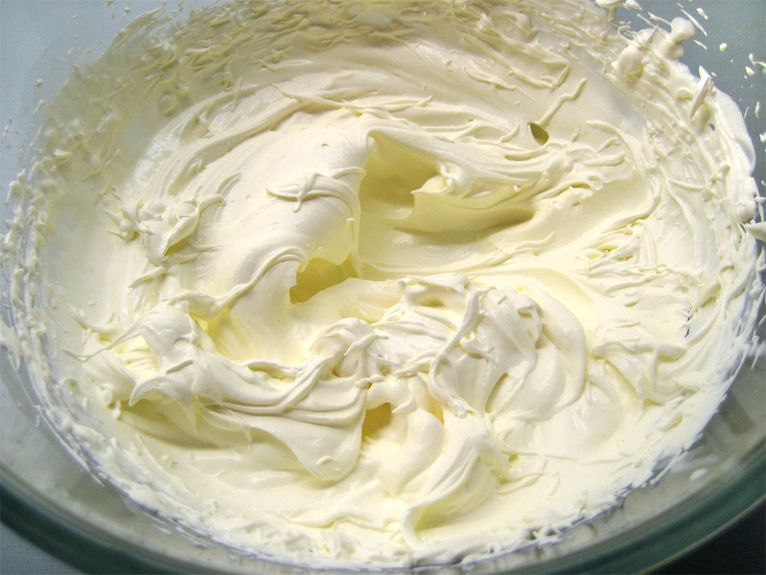 whisking the double cream