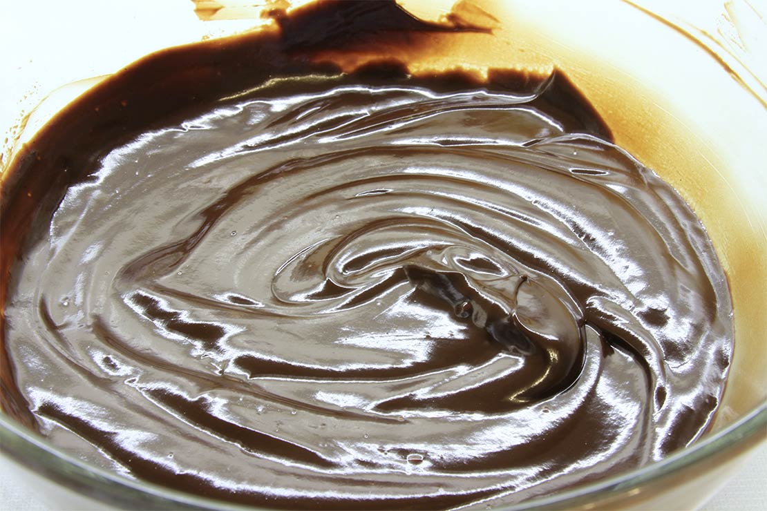 the melted chocolate and cream mix
