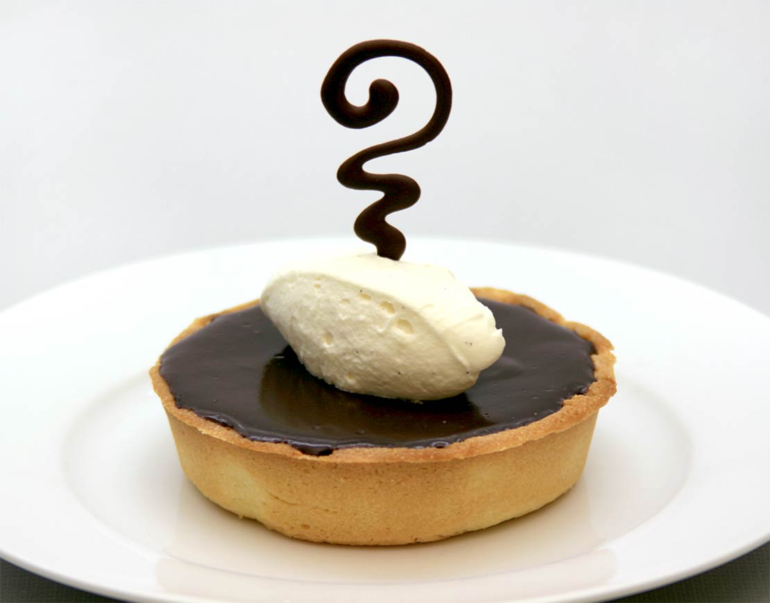 the finished bittter sweet chocolate tart