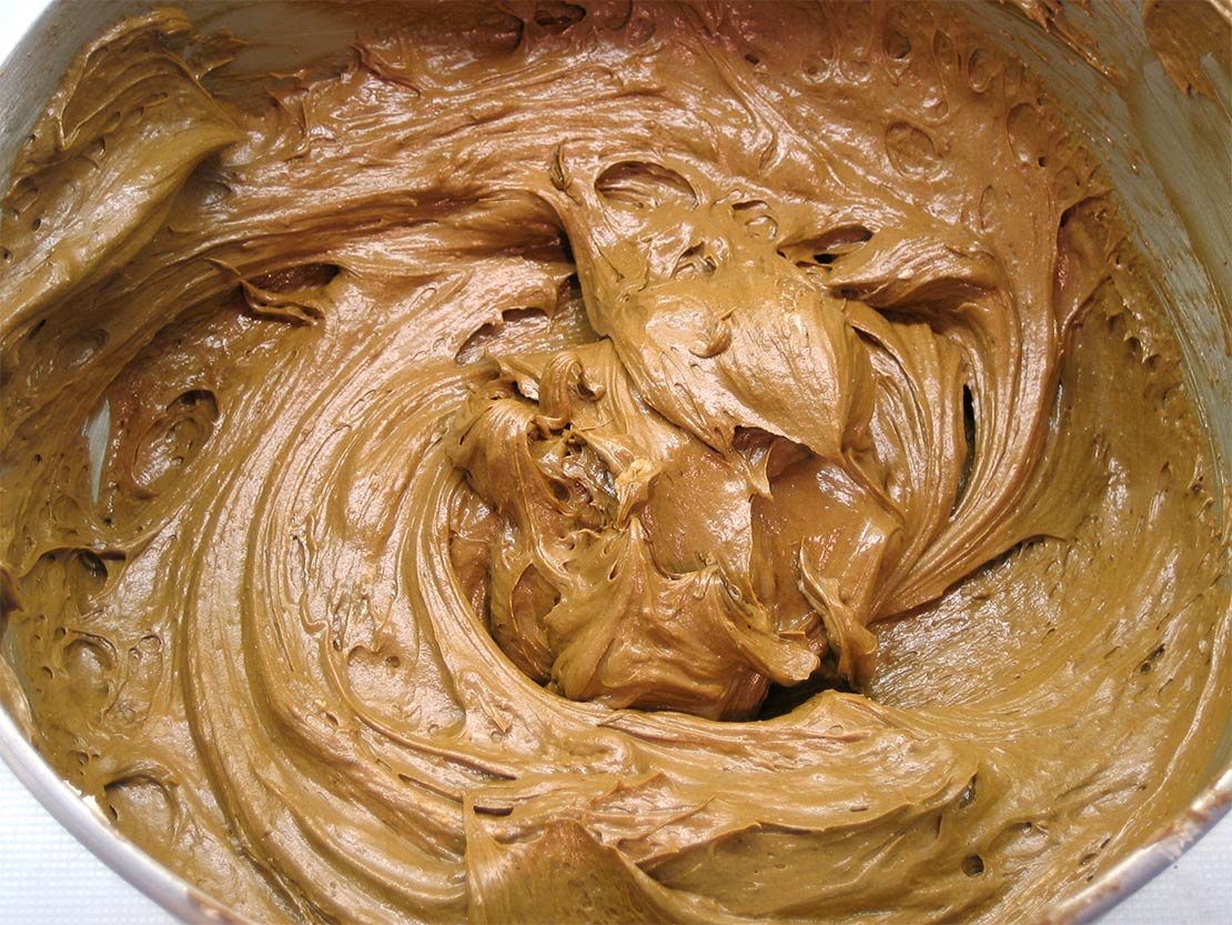 adding in the chocolate