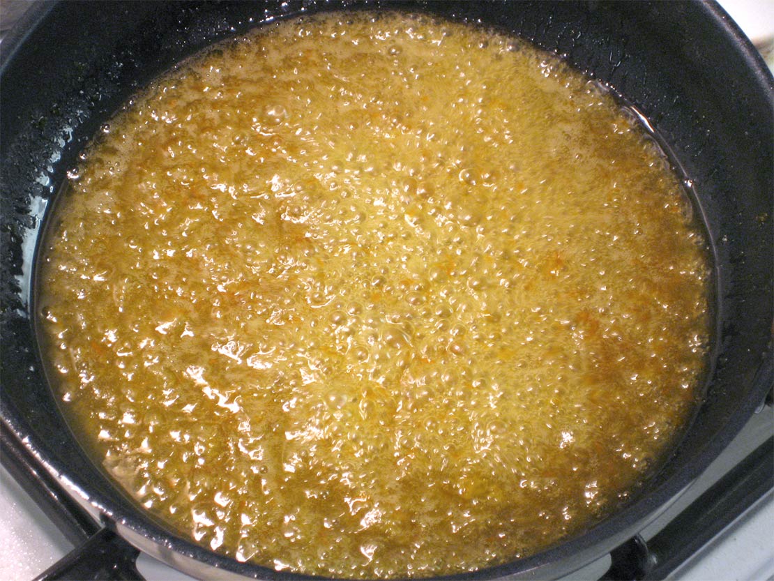 the sauce in the frying pan
