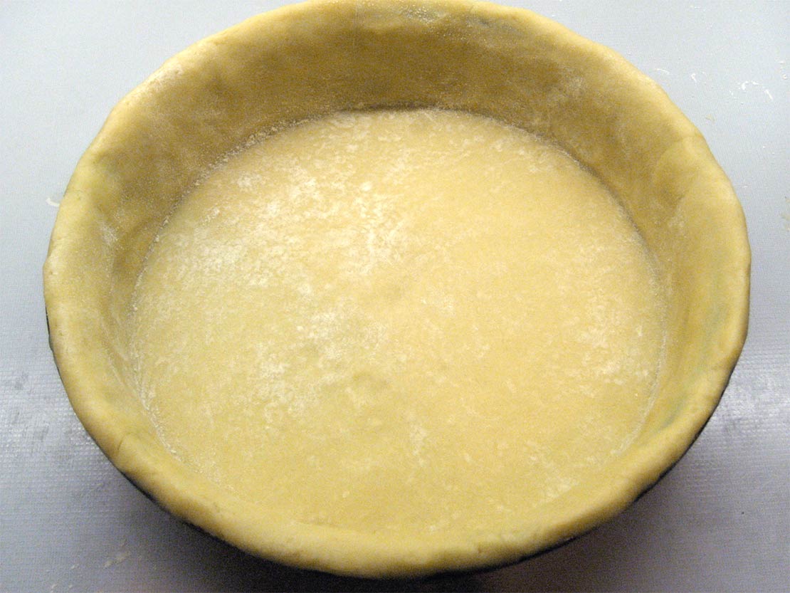 lining the pie dish