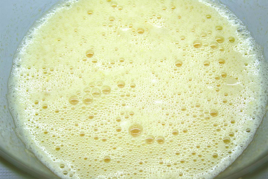 the whisked sugar and egg yolk