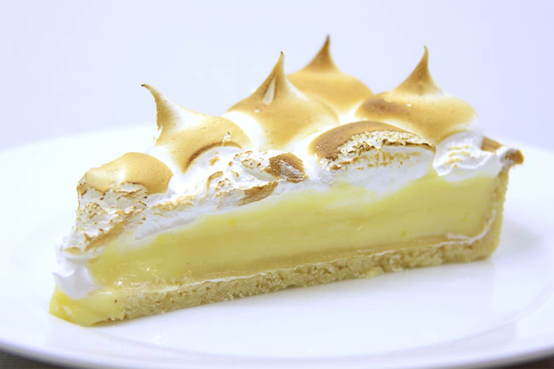 A slice of the finished Lemon Meringue Pie