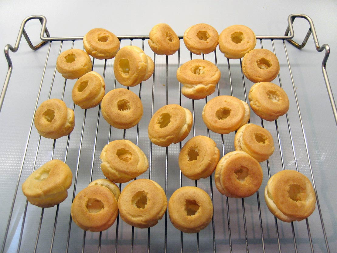 opening the choux buns