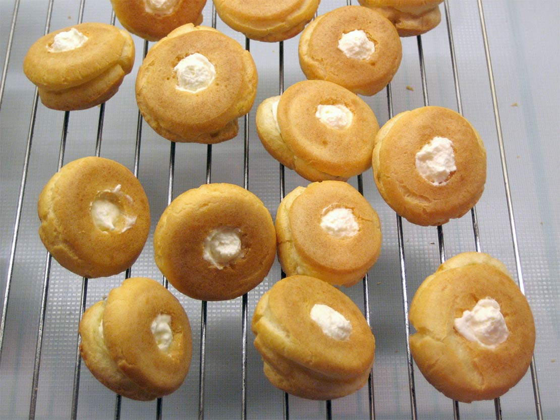 filling them with cream