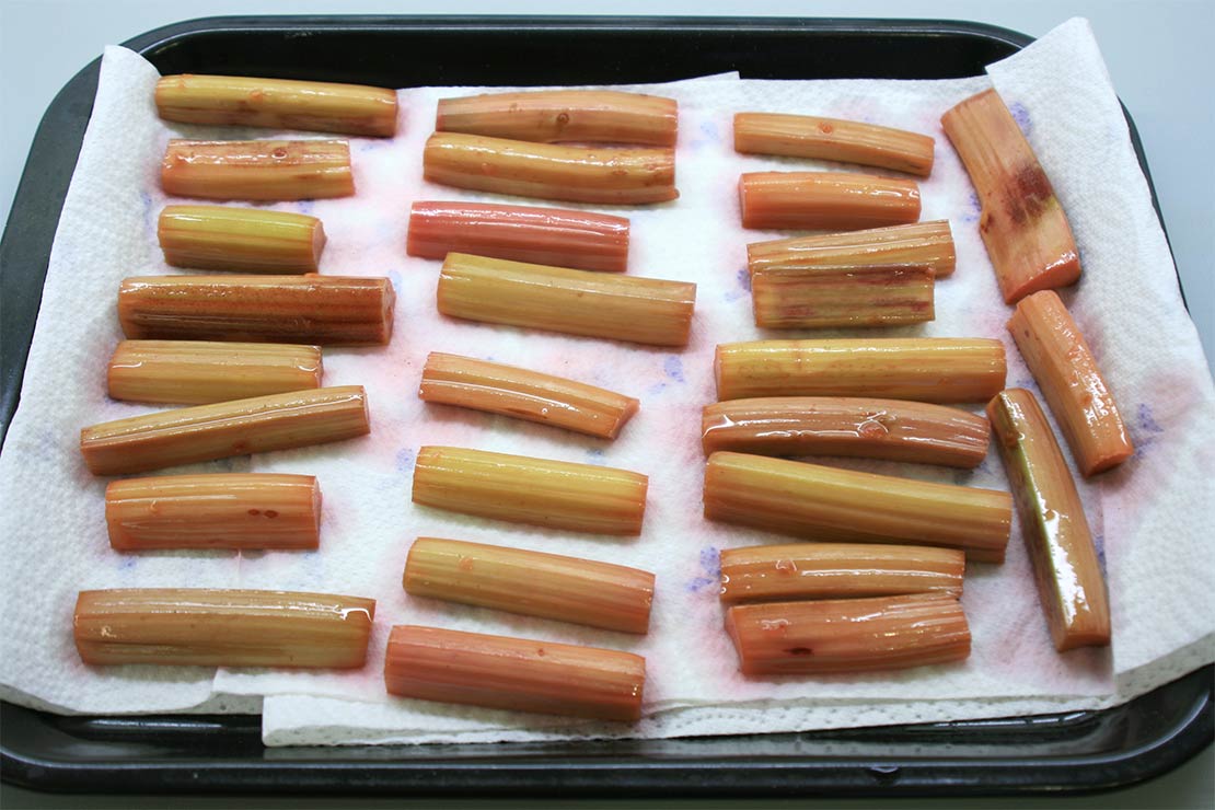 draining the rhubarb