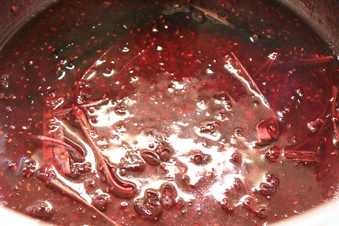 the reduced raspberry syrup