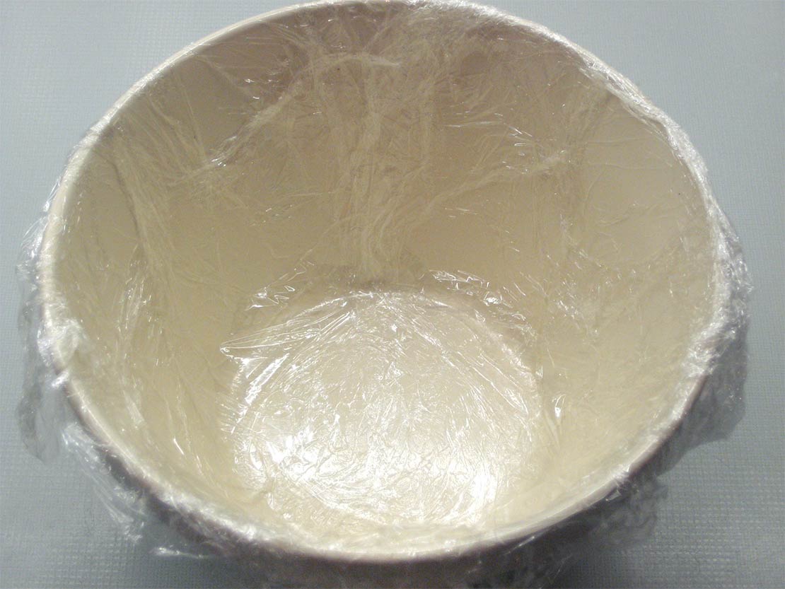 lining the pudding basin with cling-film