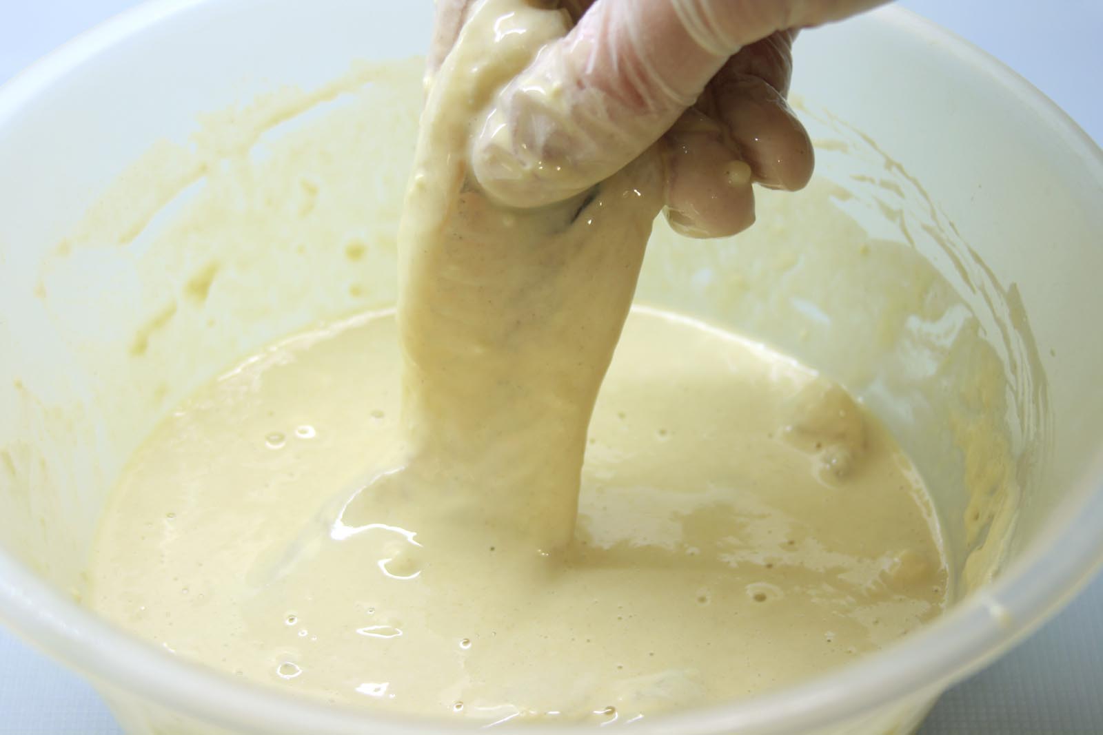 dipping the fish in the batter