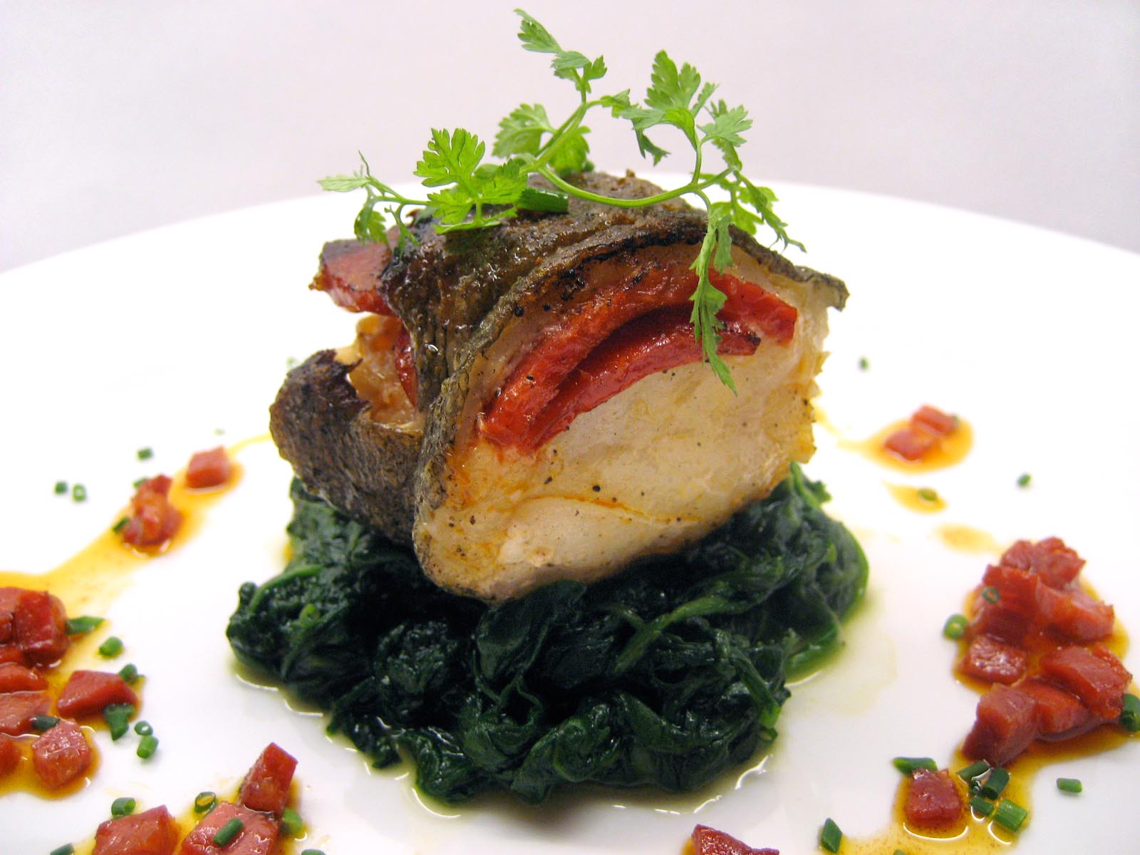 the finished cod with chorizo