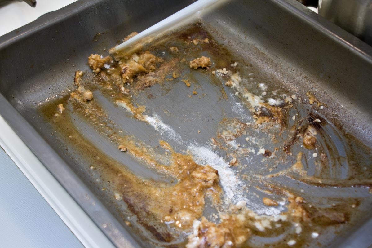 adding the flour to the sauce