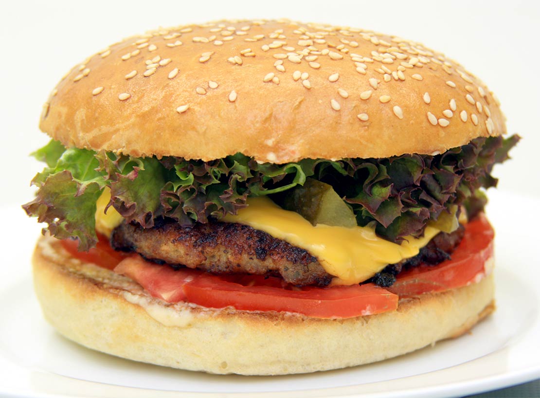 a finished, fully constructed lamb burger