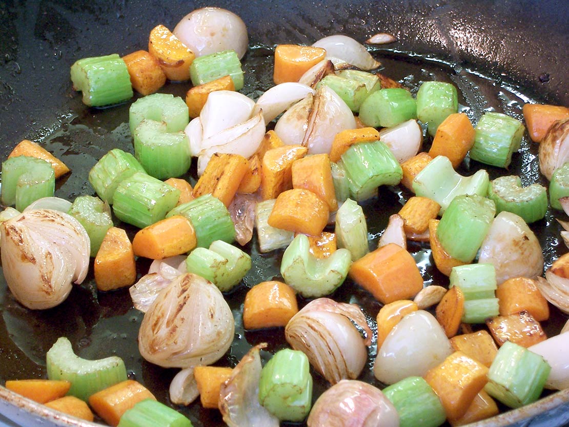 browning the vegetables