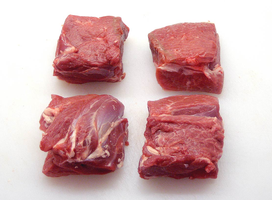 the cubes of lamb
