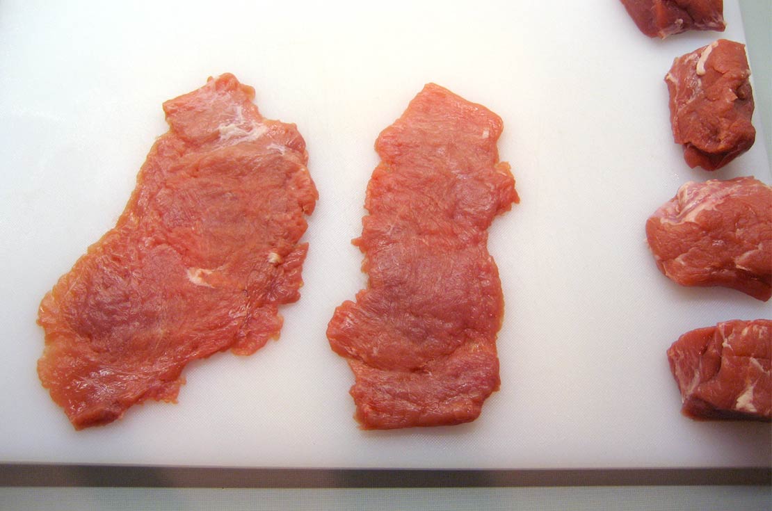 flattening the tenderloin pieces