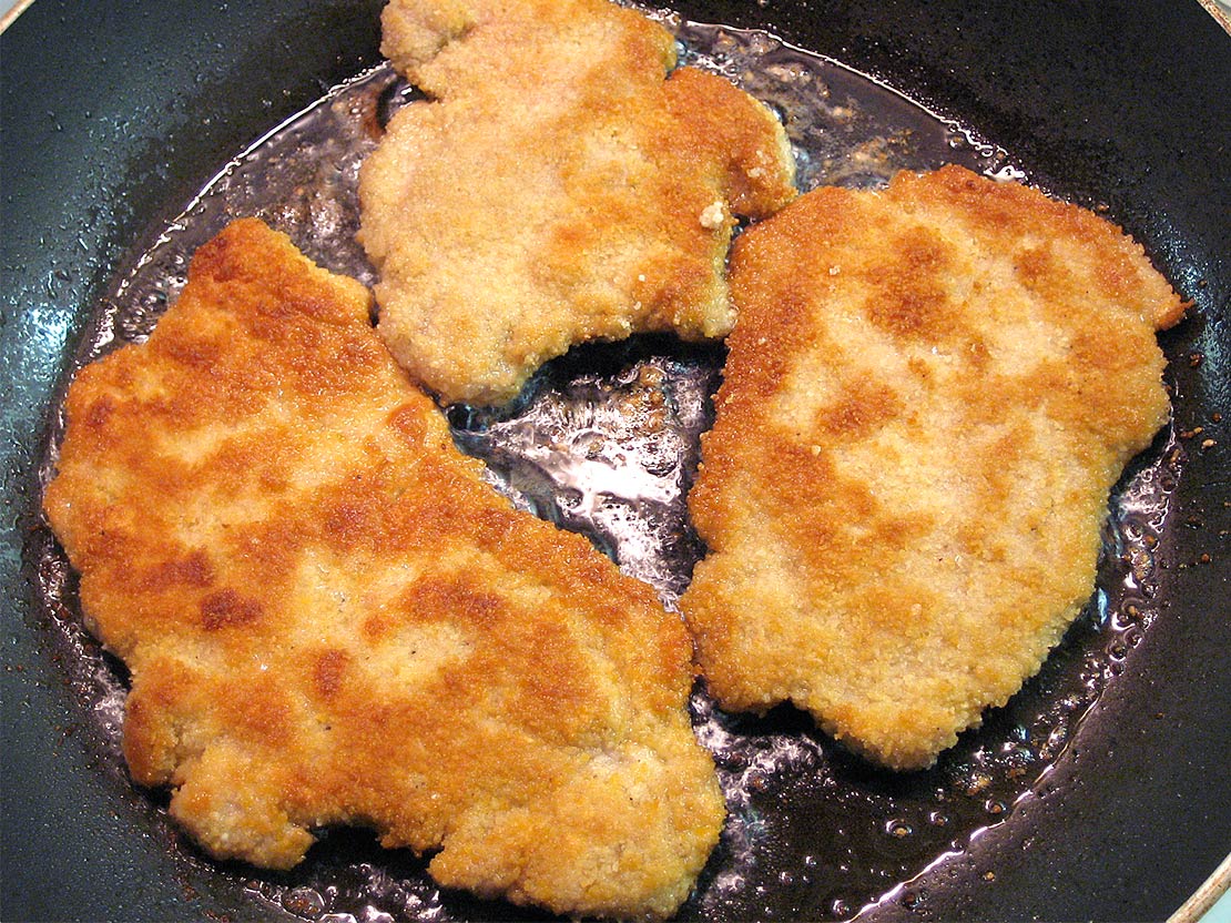 frying the escalopes