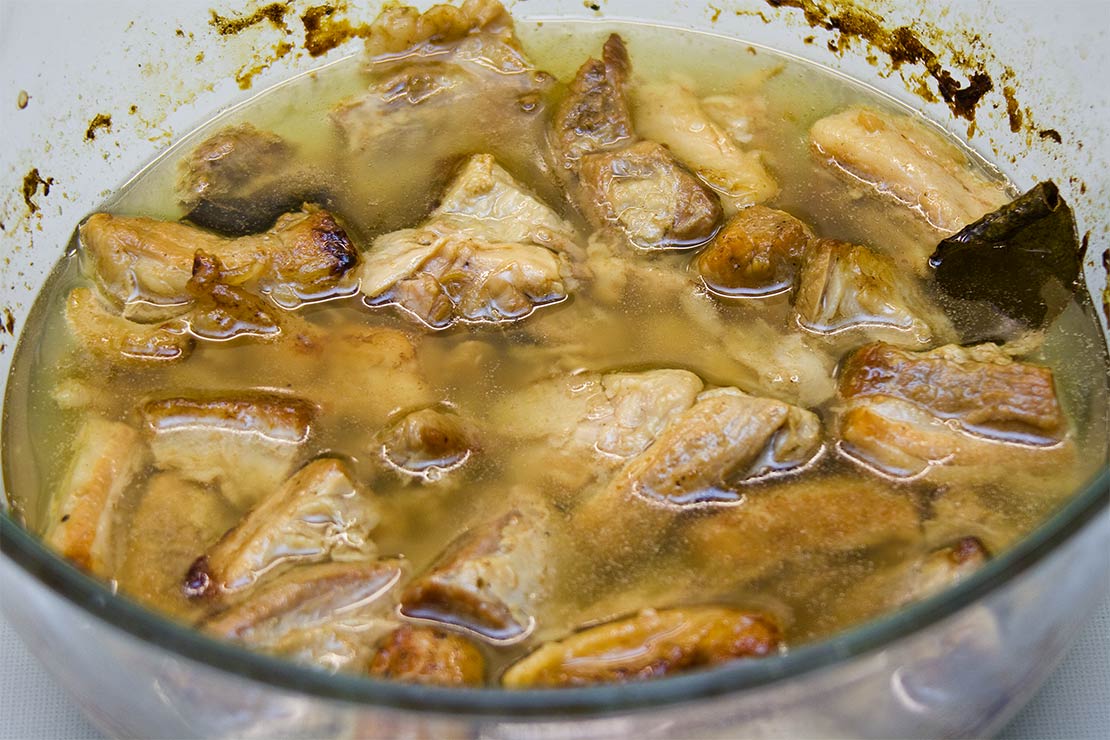 the cooked meat