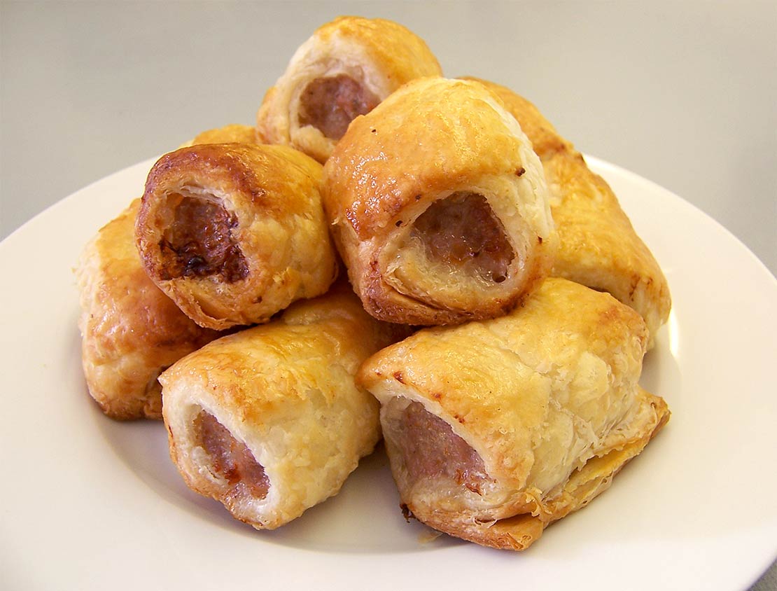 the finished sausage rolls