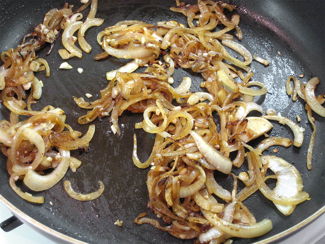 frying the onion