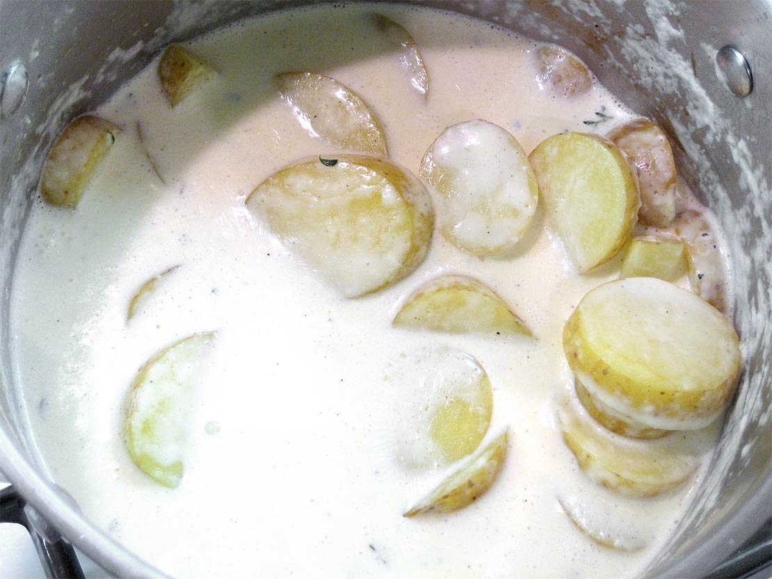 par-cooking the potatoes
