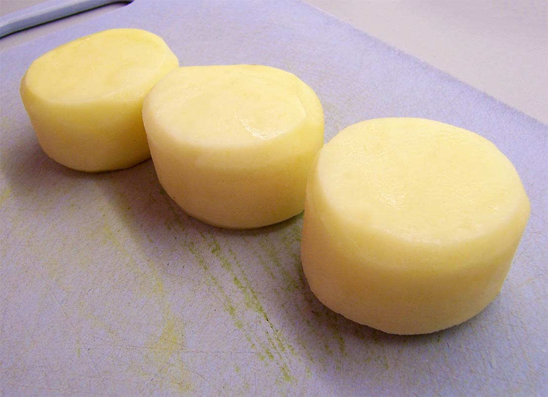 the cut potatoes