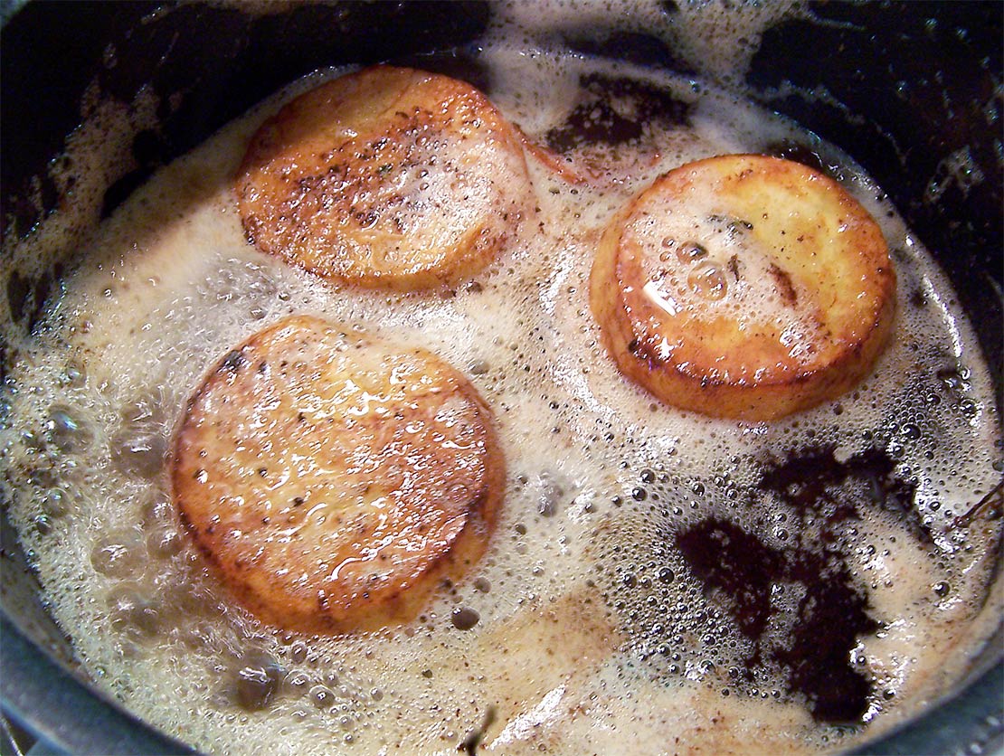 turning over the potatoes