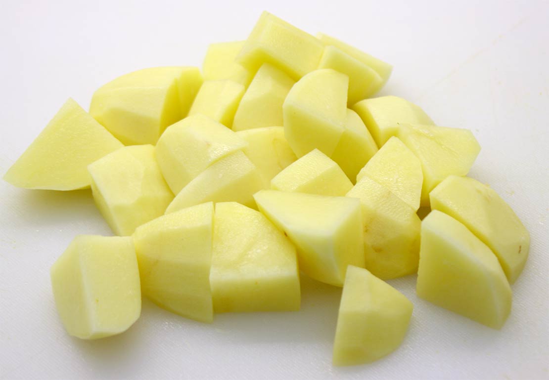 the peeled, chopped potatoes