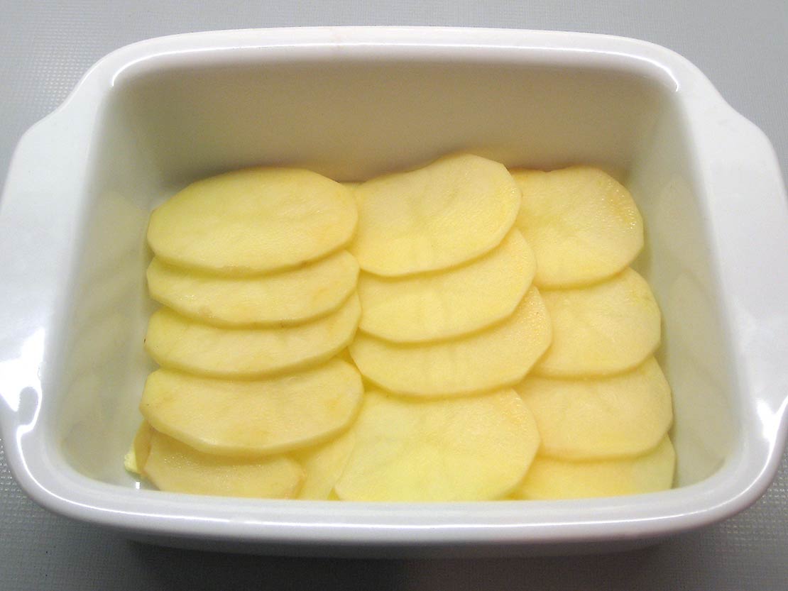 the first layer of potato