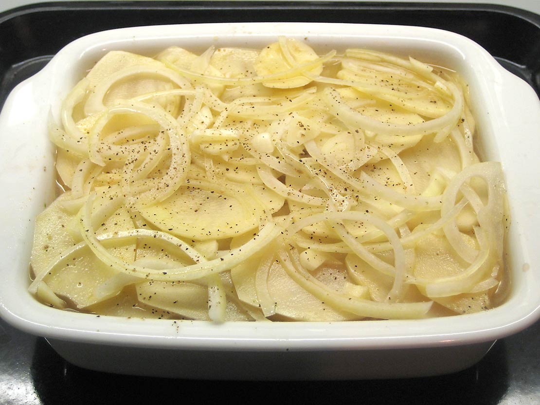 the potato ready for the oven